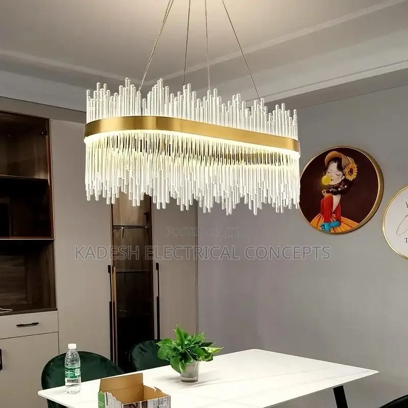 Modern Led Crystal Chandeliers Round Luxury Gold Crystal Hanging Light