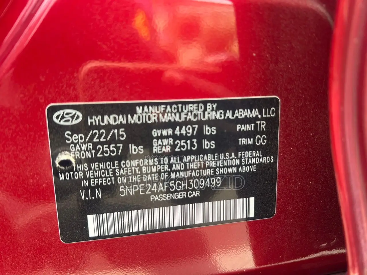 Hyundai Sonata Eco 4dr Sedan (1.6L 4cyl Turbo 7AM) 2015 Red