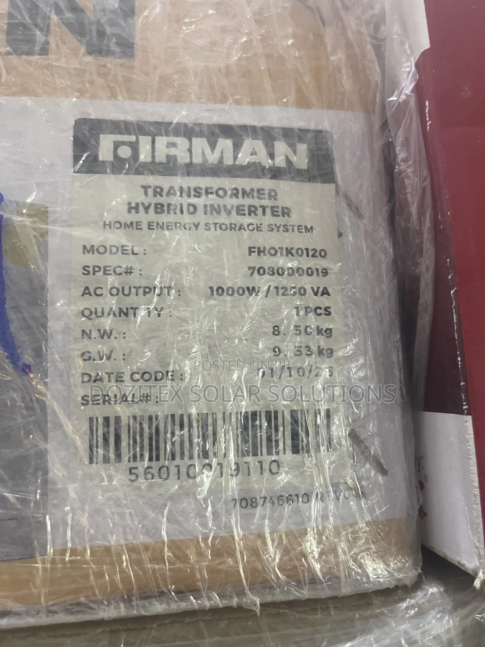 1.2kva/12v Firman Transformer Base Solar Inverter