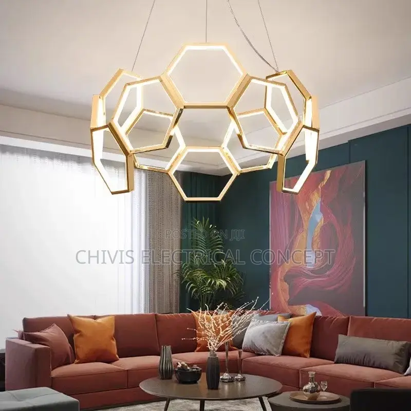 Postmodern Stainless Steel Chandelier Living Room Light Luxury 650mm