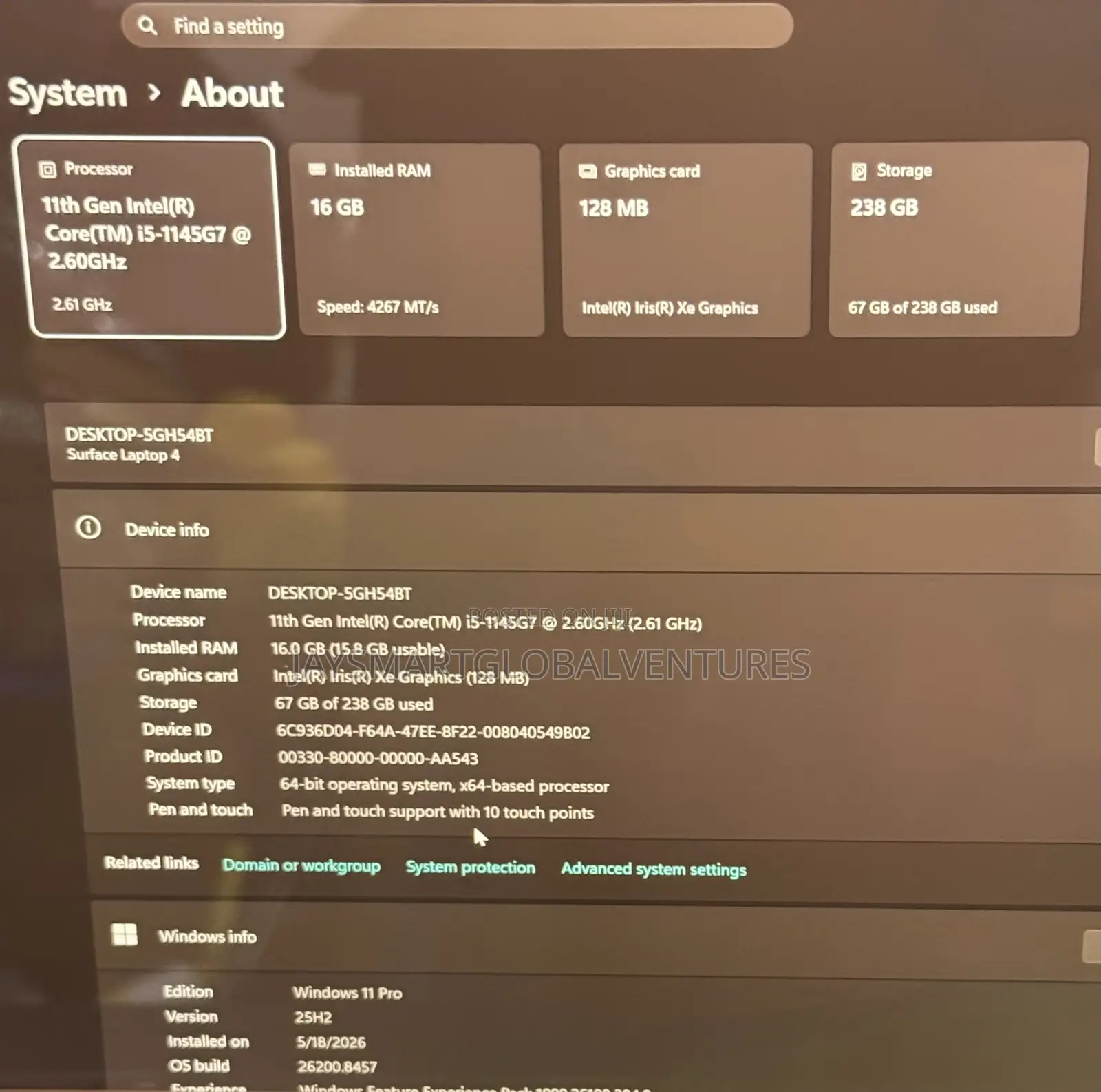 Laptop Microsoft Surface Laptop 4 16GB Intel Core i5 SSD 256GB