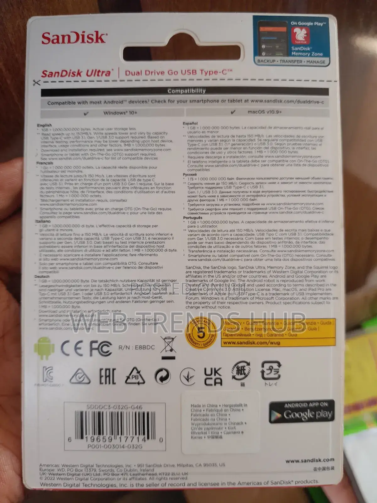 Original Sandisk 32gb Type-c Otg Flash Drive (Ultra Dual Drive Go)