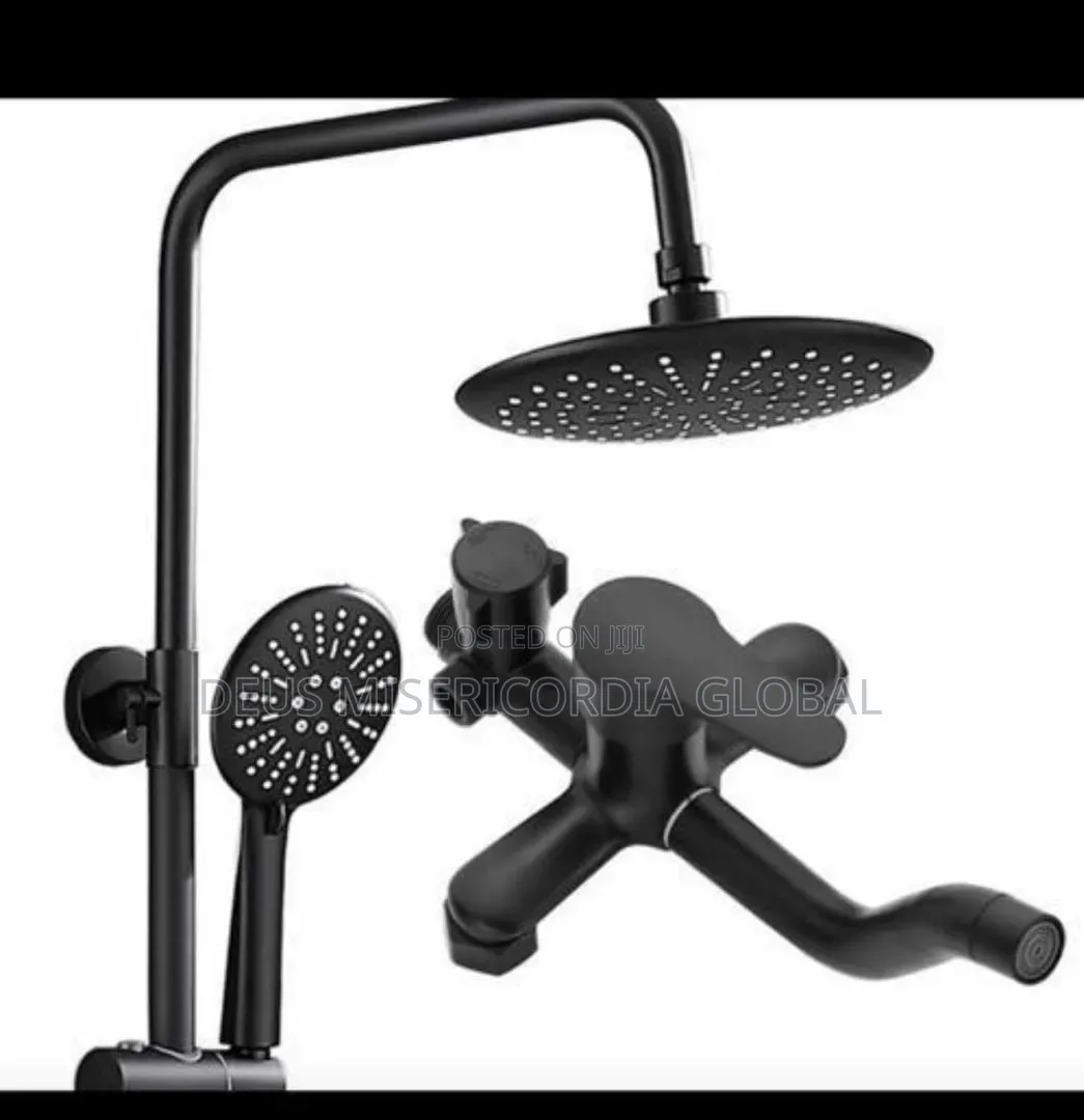 Modern Black Standing Shower Mixer Set
