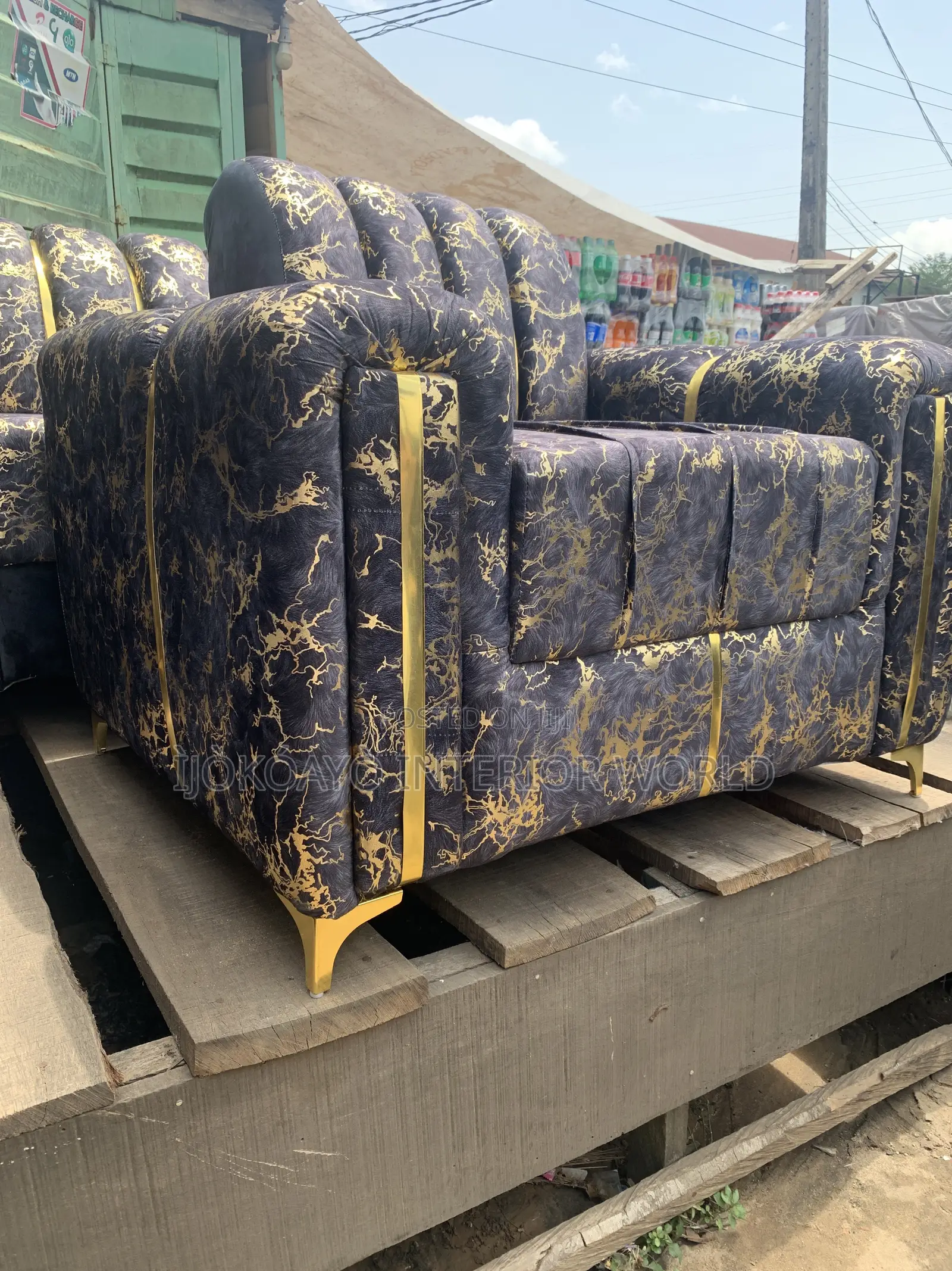 Damask Pattern Full Set With Lshape + Single Seater