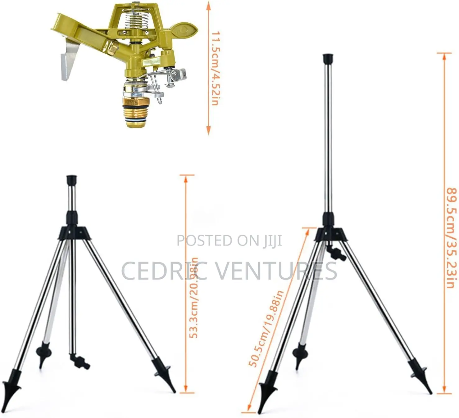 Garden Irrigation Zinc Alloy 360 Nozzle Tripod Set Sprinkler