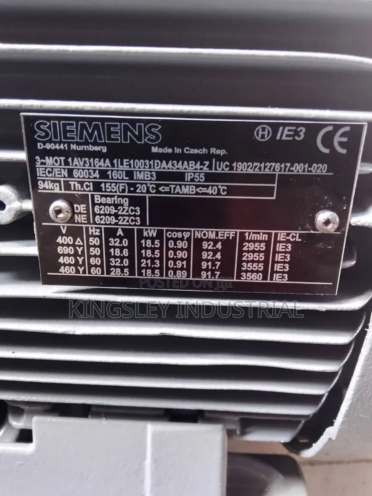 Electric Motor 18.5kw/25hp 2955rpm Siemens