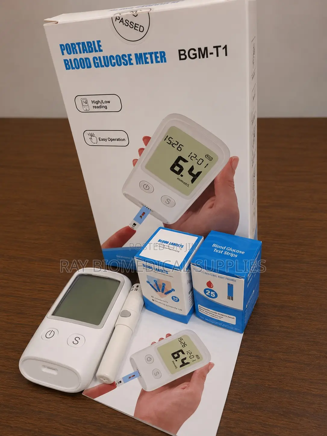 Blood Glucometer LCD Digital Display Blood and Test Strips