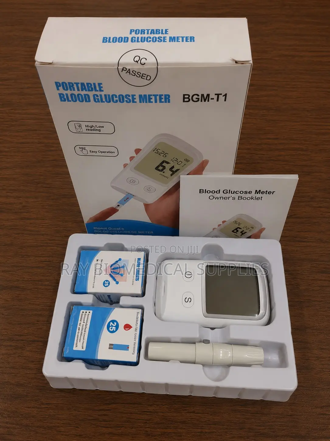 Blood Glucometer LCD Digital Display Blood and Test Strips