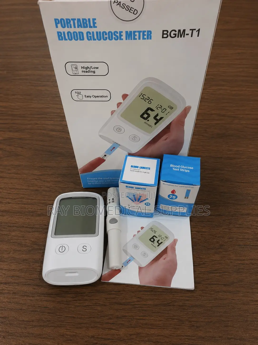 Blood Glucometer LCD Digital Display Blood and Test Strips