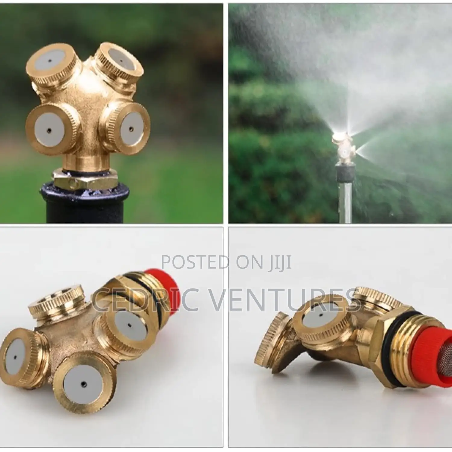 Brass Spray Nozzle 1/2" Male 4-Holes Garden Sprinklers Mister Head