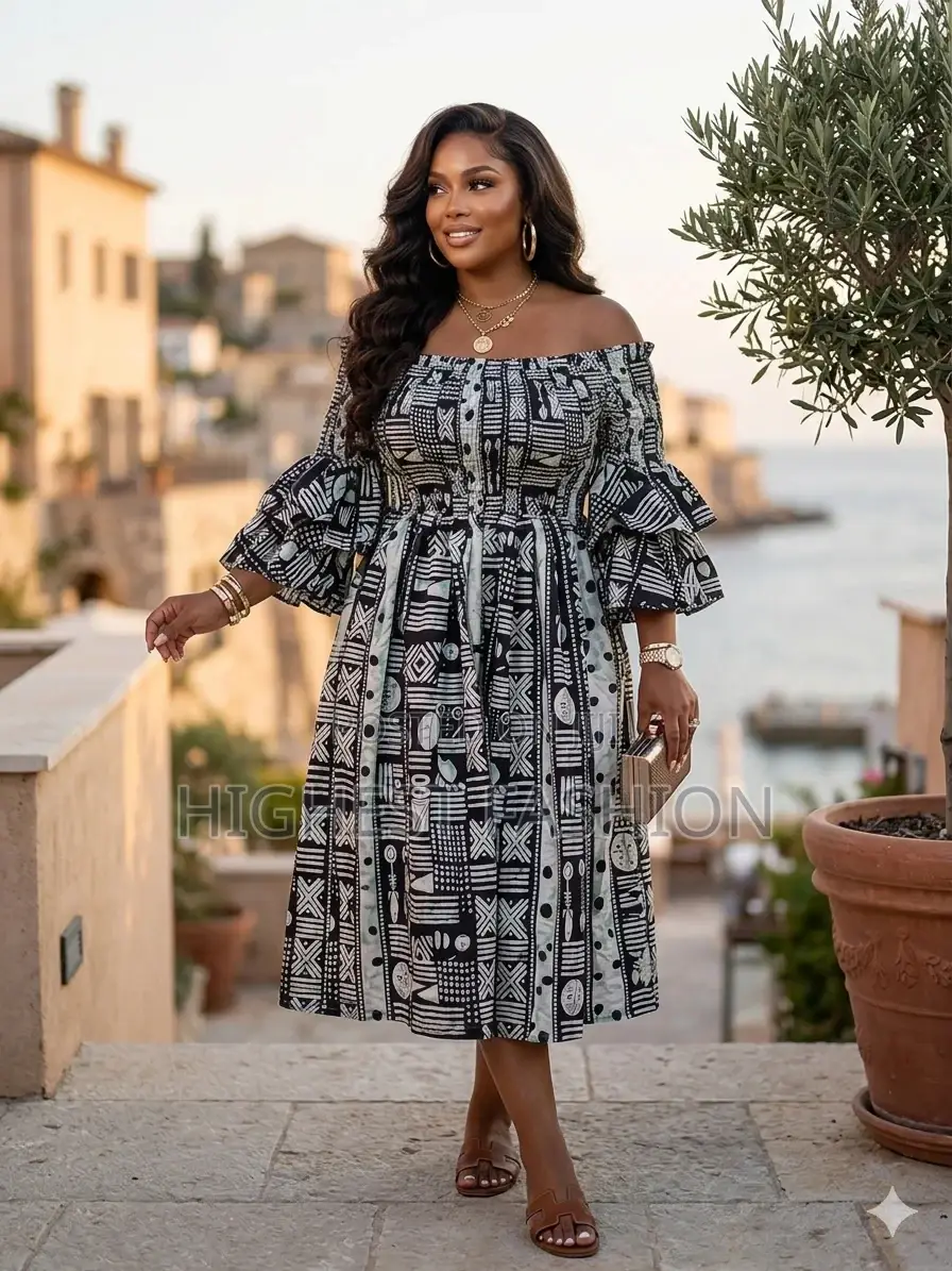 Off Shoulder Three Quarter Gown - Style 668