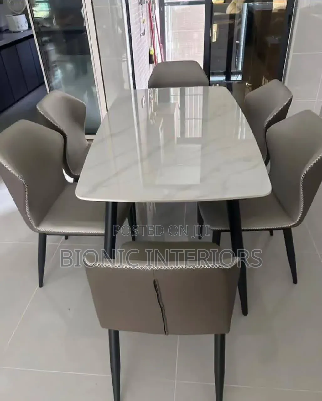 Imported Luxury Marble Dining Table Set With 6 Chairs