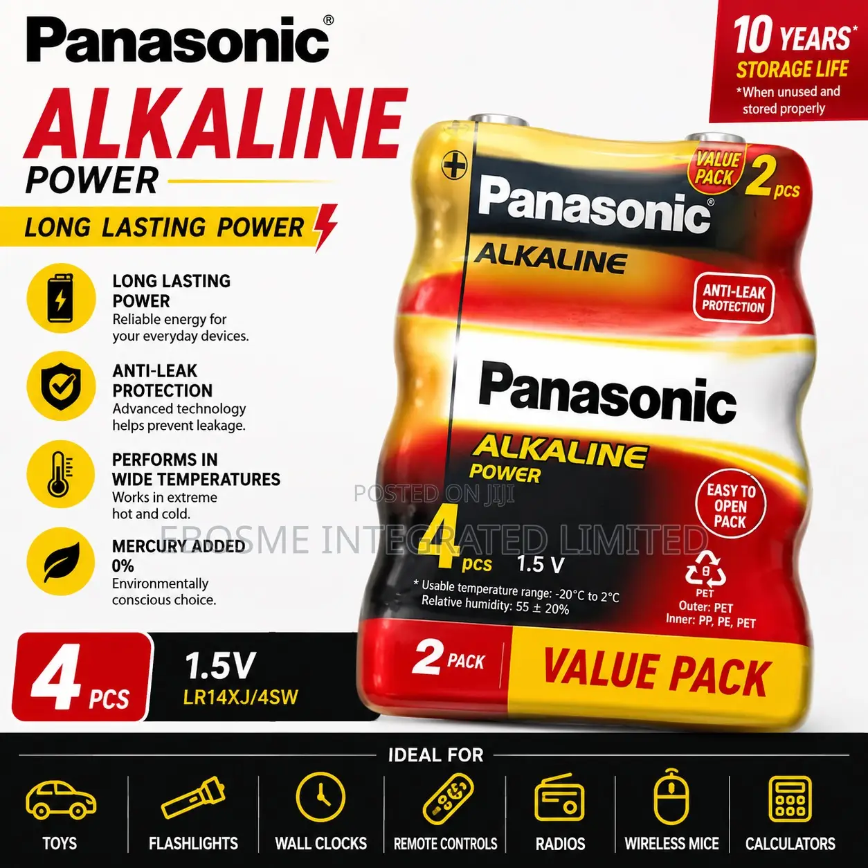 Panasonic Alkaline Batteries – 4 Pieces Pack