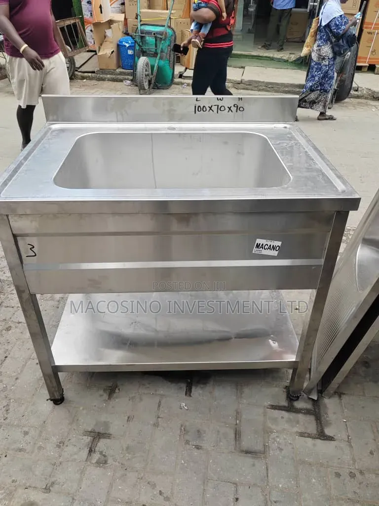 Commercial-Grade Free-Standing Stainless Steel Utility Sink 100cmx70cm