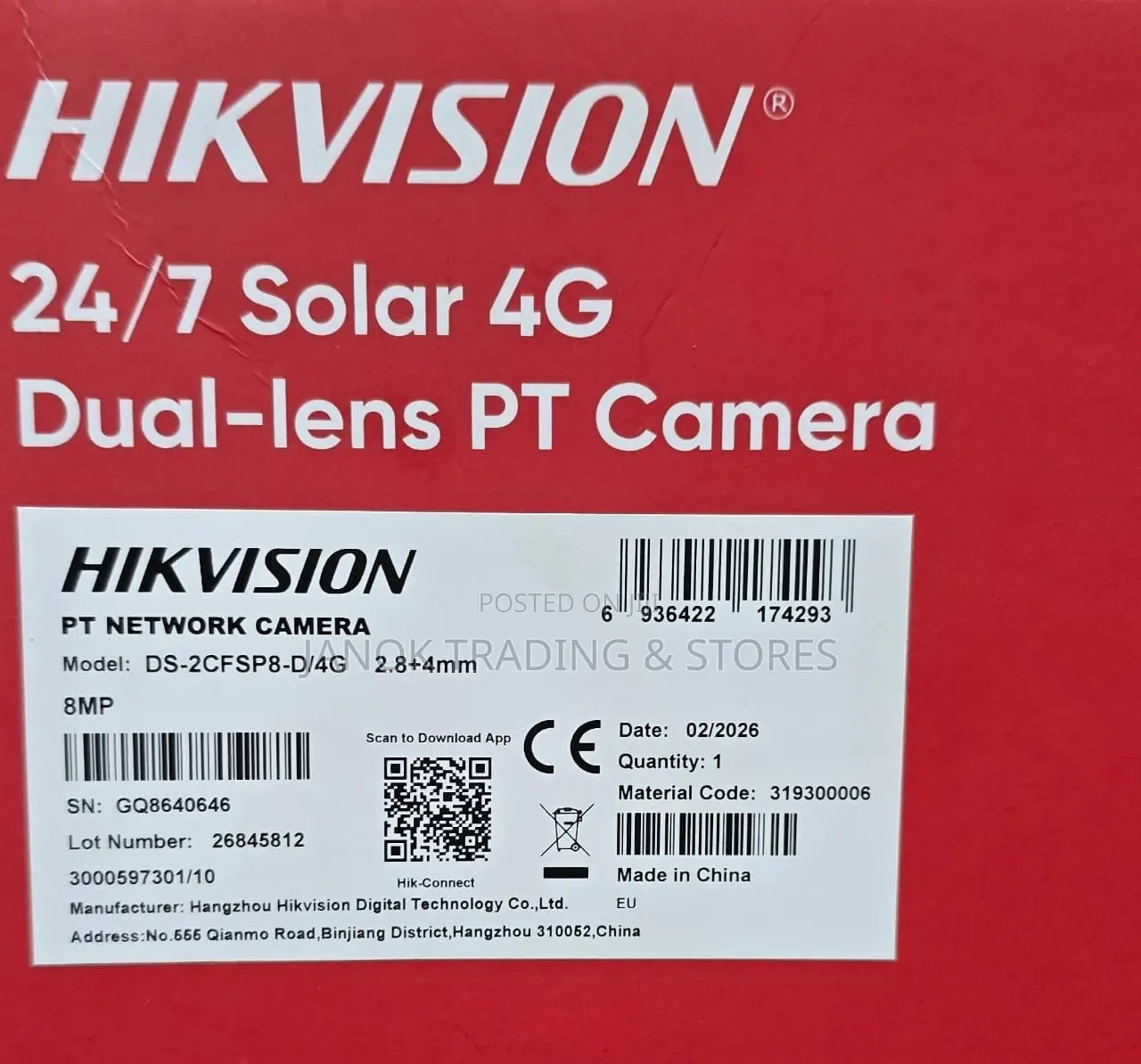 Ds-2cfsp8-D/4g. 8mp 24/7 Solar 4g Dual-Lens Pt Camera