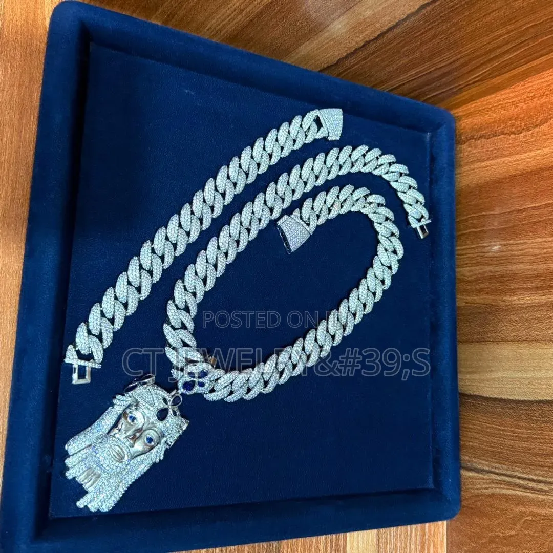 Iced Out Cuban Link Chain Bracelet Set Silver Tone, Hip-Hop Jewelry