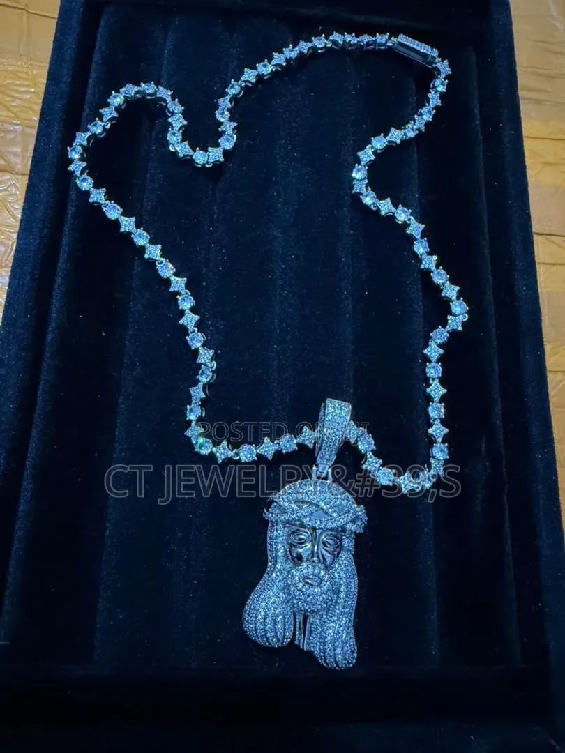 Iced Out Jesus Pendant Necklace Silver Tone Ball Chain,Fashion Jewelry