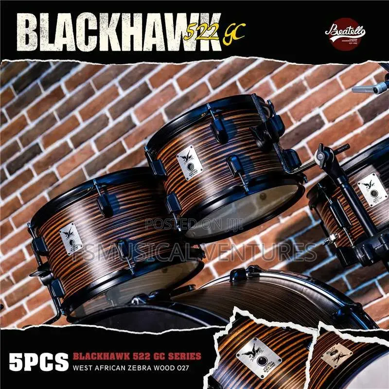 Beatello JBK Black Hawk 522 Usa Acostic 5pcs Drum Set