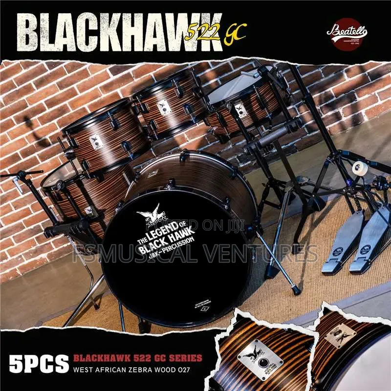 Beatello JBK Black Hawk 522 Usa Acostic 5pcs Drum Set