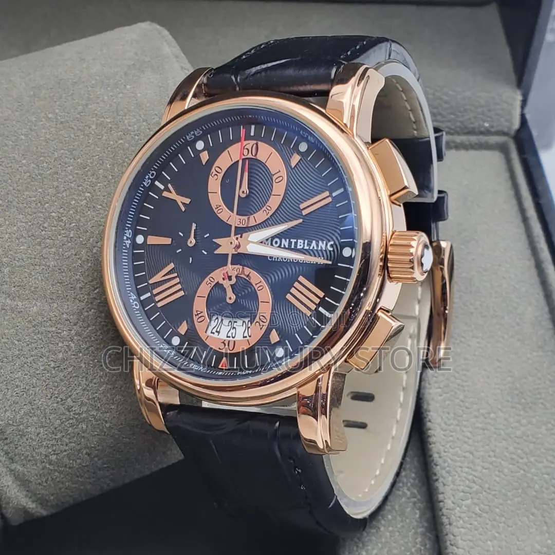 Mont Blanc Quality Luxury Men Genuine Leather Wristwatch