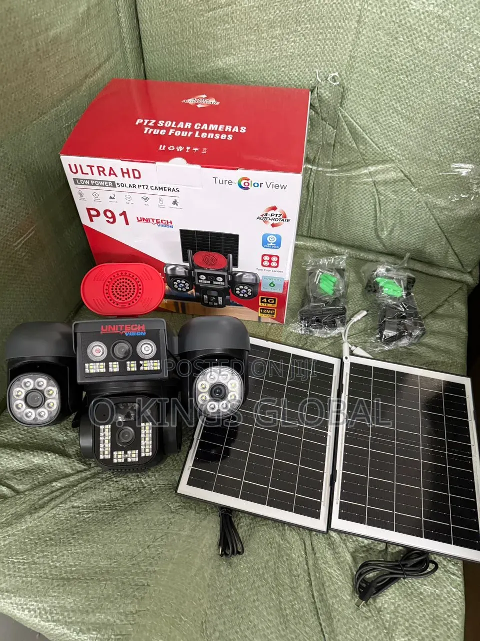 V380 Pro 4g Sim 4 Lens Aov Solar Powered 3 Auto PTZ CCTV Camera