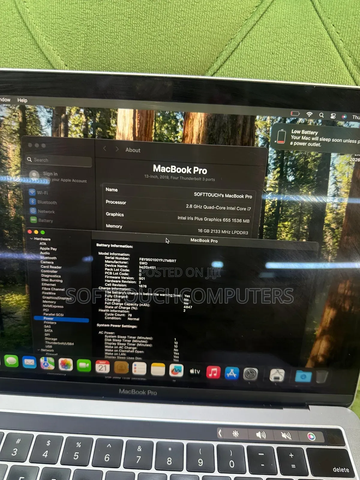 Laptop Apple MacBook Pro 2019 16GB Intel Core i7 SSD 512GB