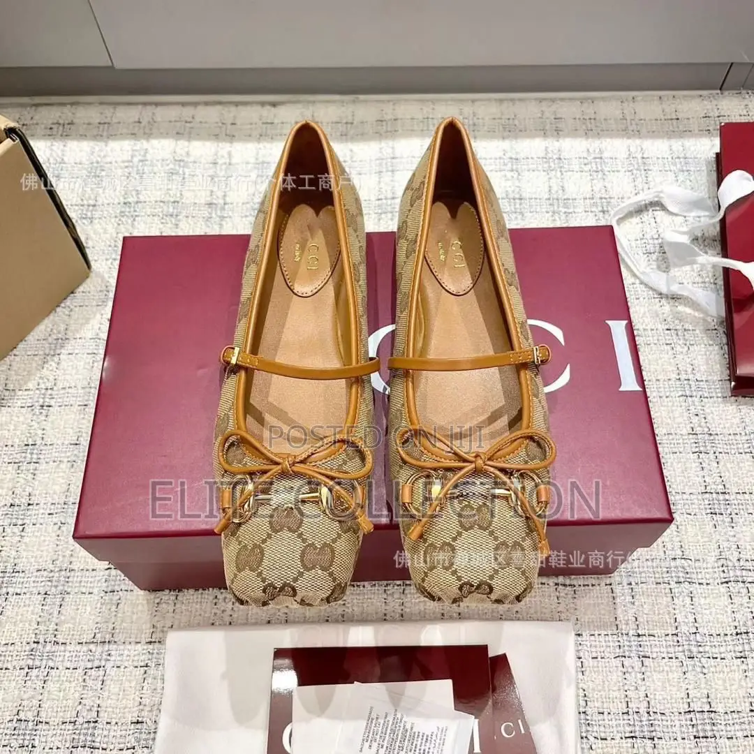 Luxury Gucci Ballerina Flat*Brown and Burgundy Fully Boxed Size:37-42