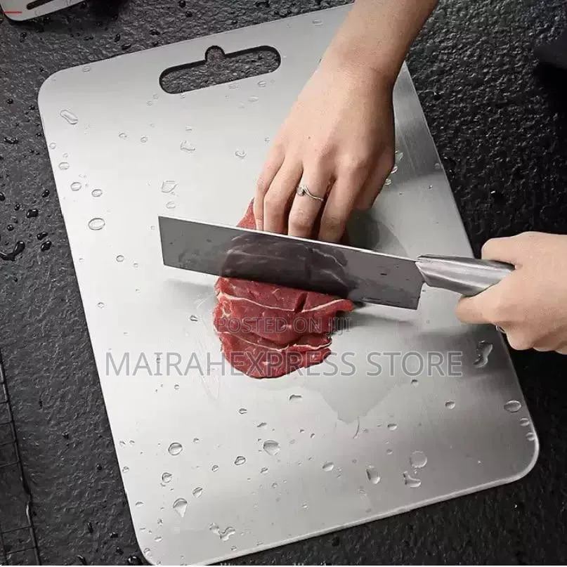 Double Sided Stainless Steel Chopping Board. (28x39cm 30x46cm) T2m7