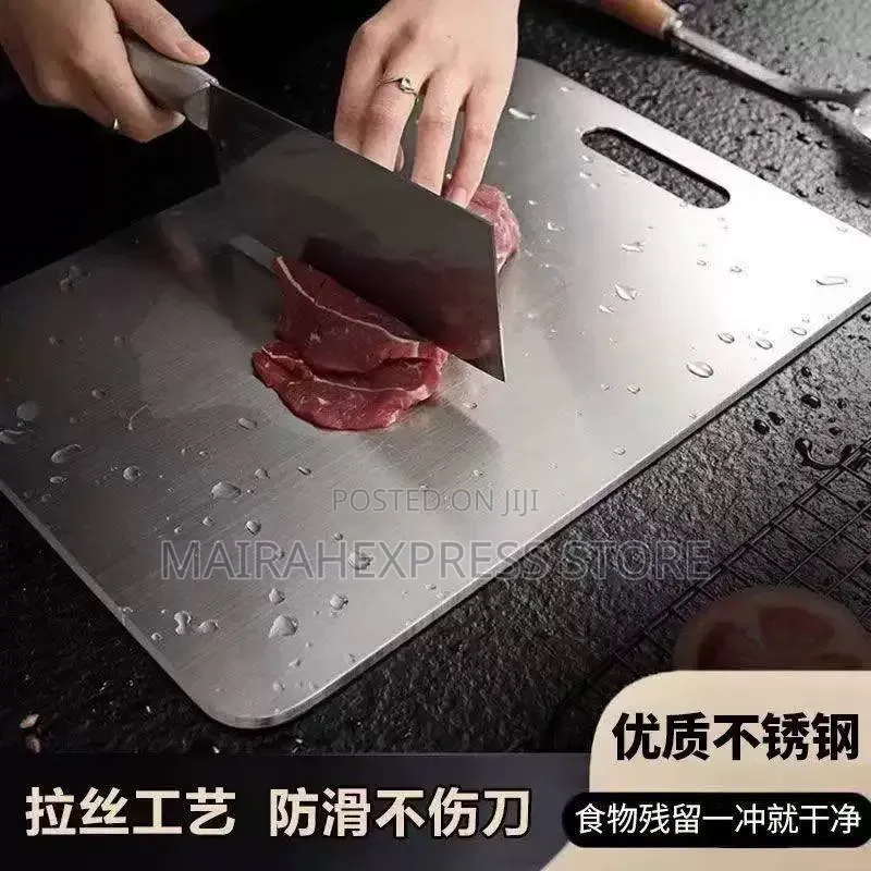 Double Sided Stainless Steel Chopping Board. (28x39cm 30x46cm) T2m7