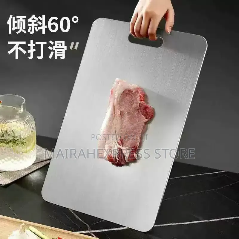Double Sided Stainless Steel Chopping Board. (28x39cm 30x46cm) T2m7