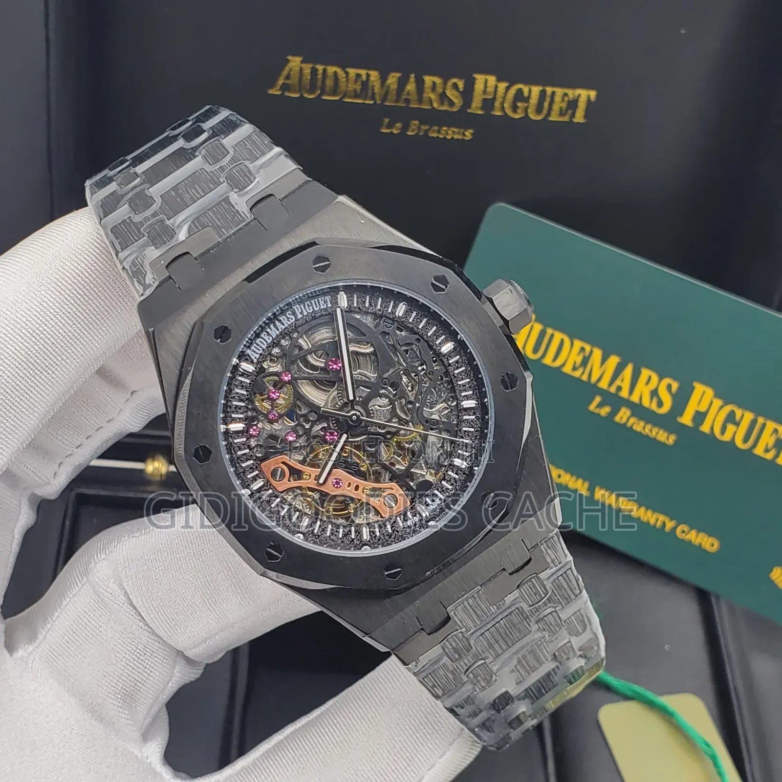 Rose Gold Skeleton Audemars Automatic Luxury Watch