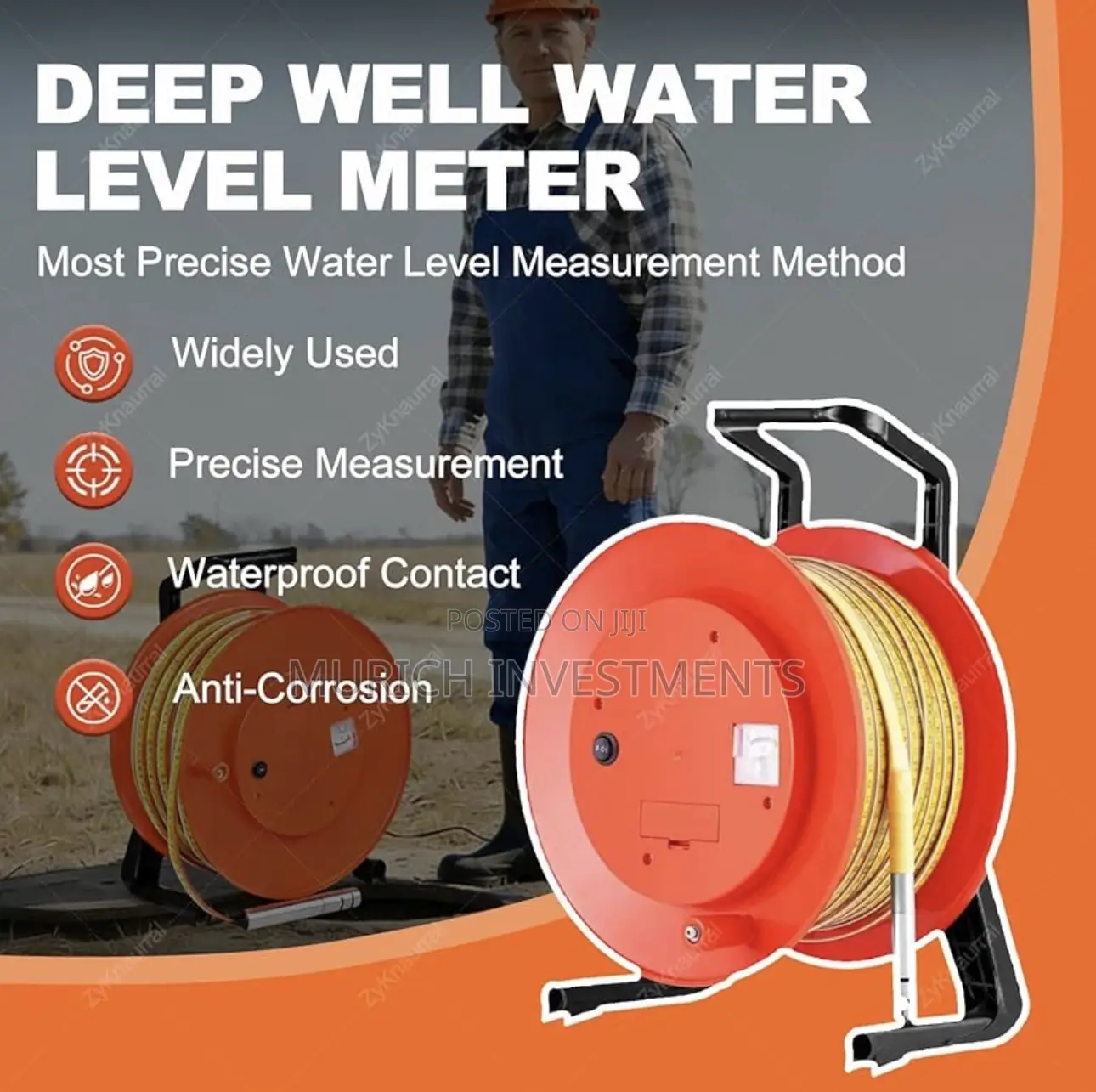 Water Level Meter – 200m (650ft) Depth Measuring Instrument for Wells