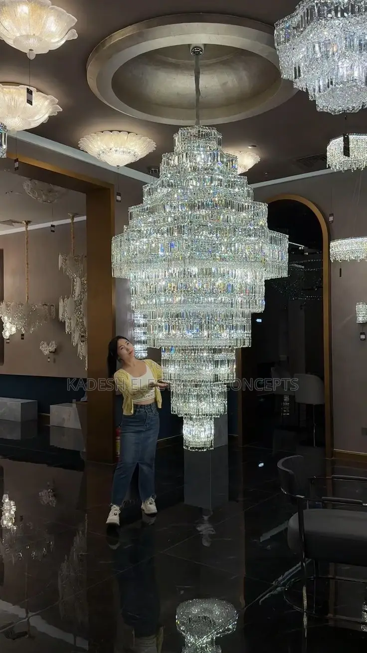 Light Luxury Villa Hollow Duplex Chandelier Crystal Hall Spiral