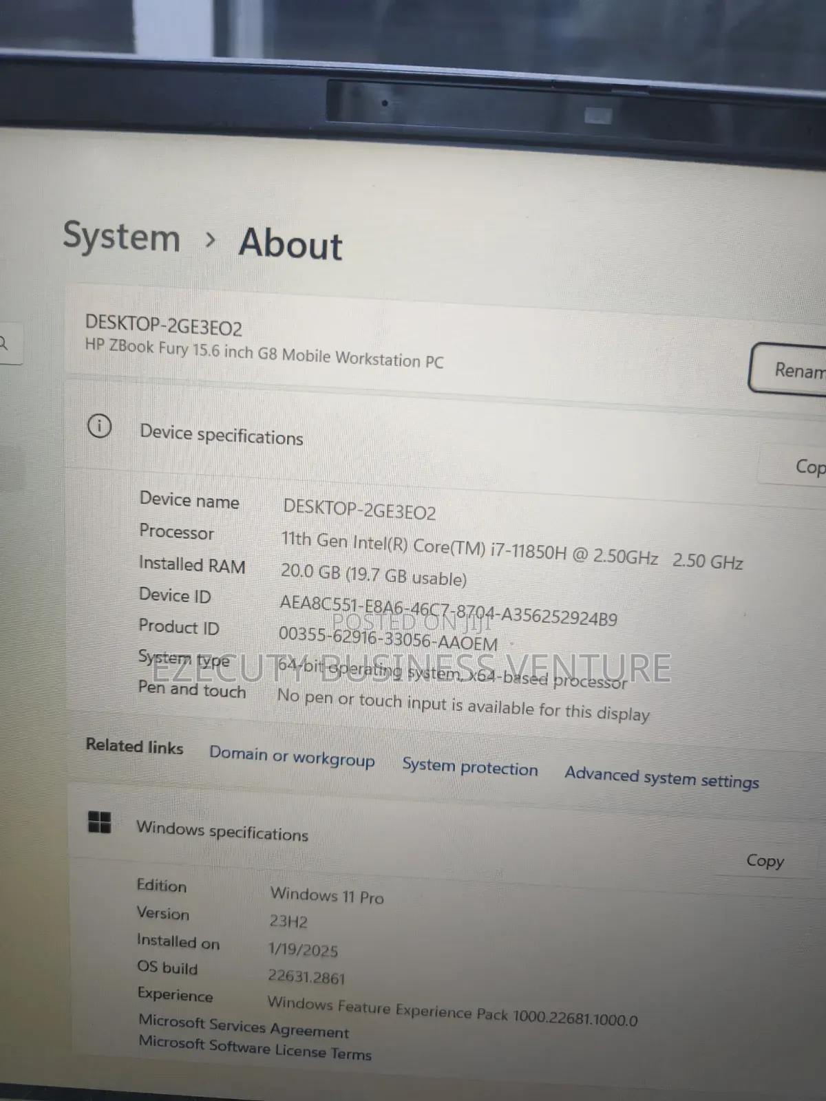Laptop HP ZBook Fury 15 G8 20GB Intel Core i7 SSD 512GB