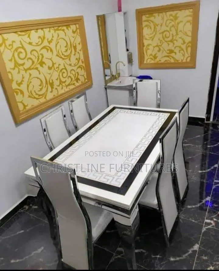 Quality Marble Top Dining Table by 6 Seaters