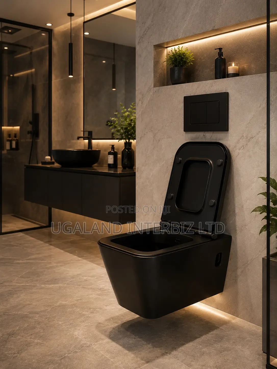 Luxury Matte Black Wall Mounted Wc Set