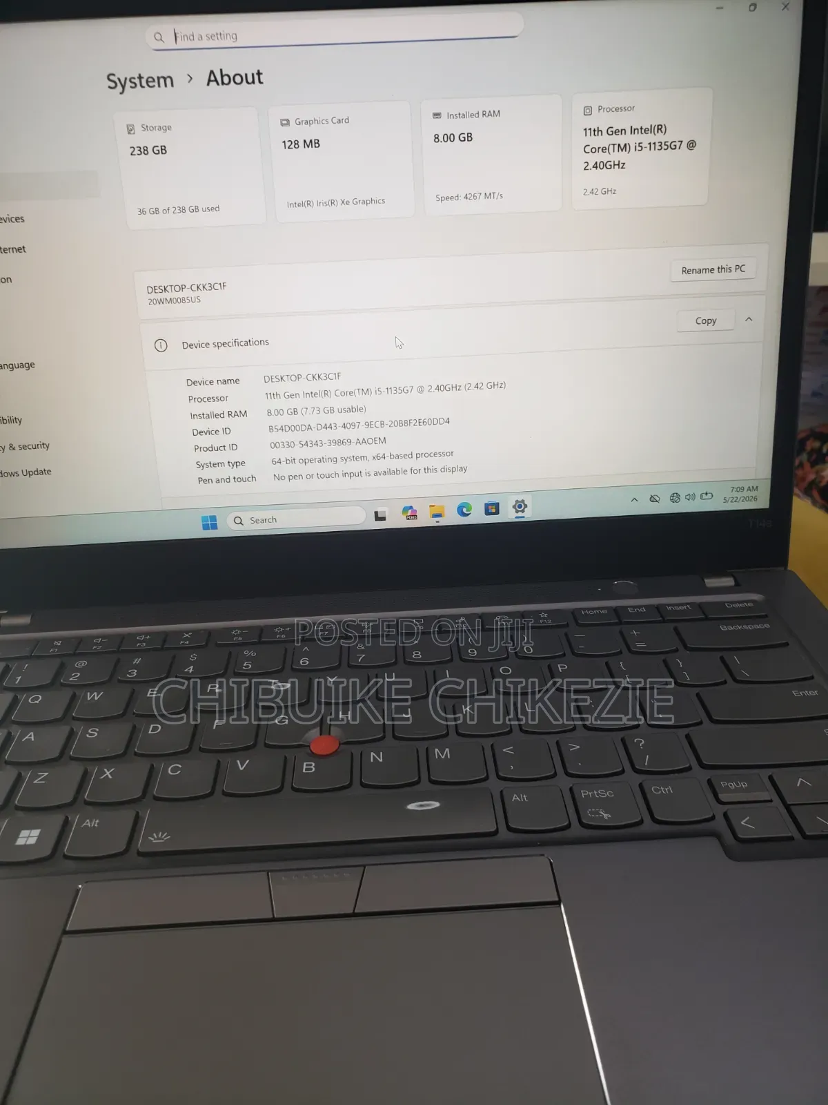 Laptop Lenovo ThinkPad T14 8GB Intel Core i5 SSD 256GB