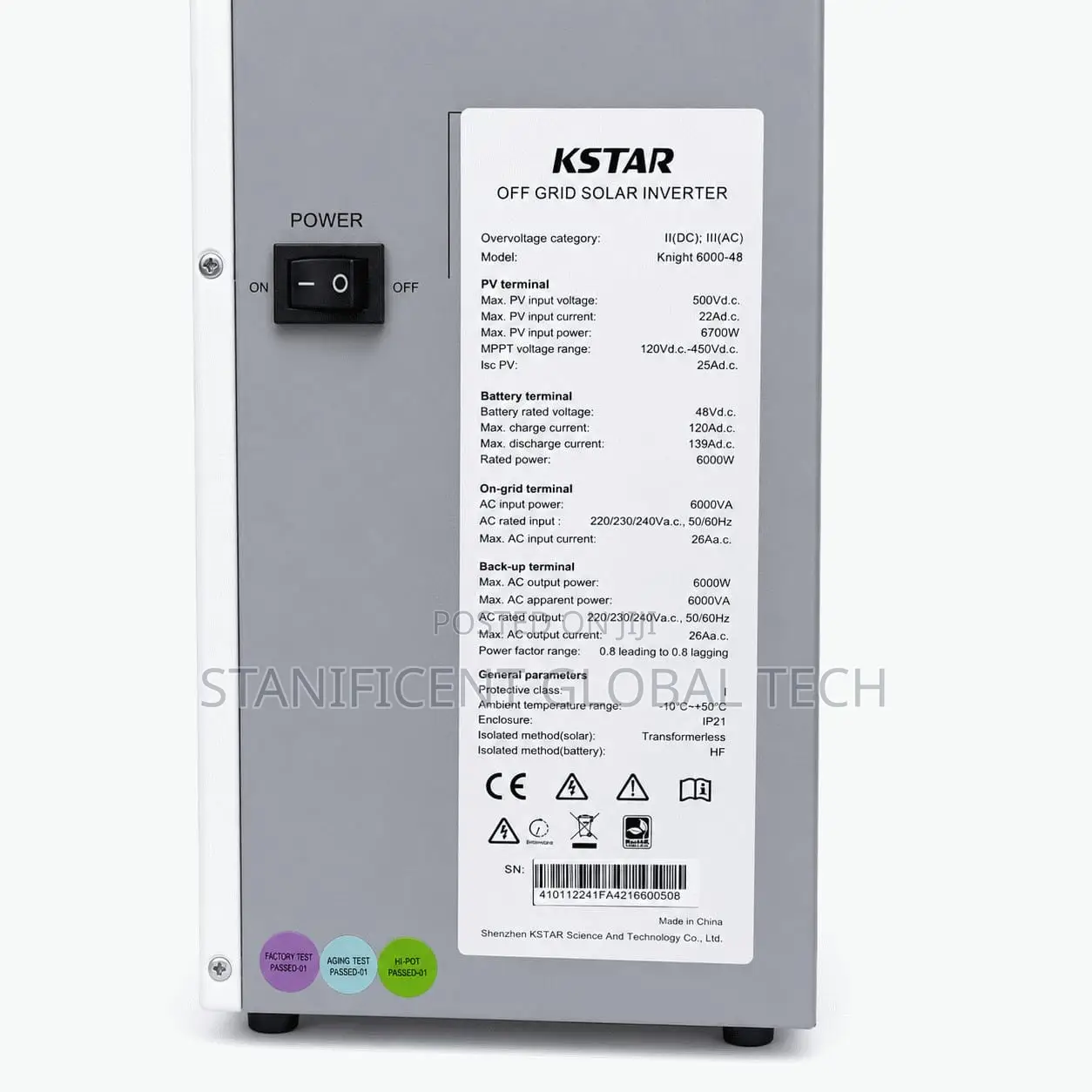 Kstar 6kva/48v Hybrid Inverter (Max. Pv Input Power: 6700w)