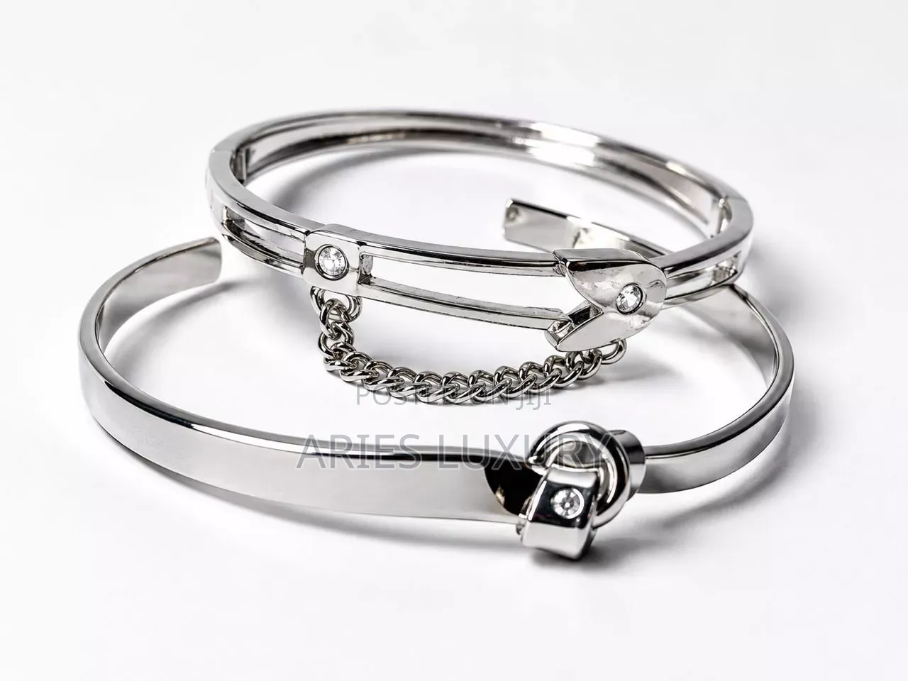 Diamond Accent Love Bangle Stainless Steel
