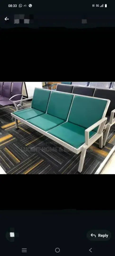 Premium 3-Seater Office Waiting Room Bench - Teal Green Leather
