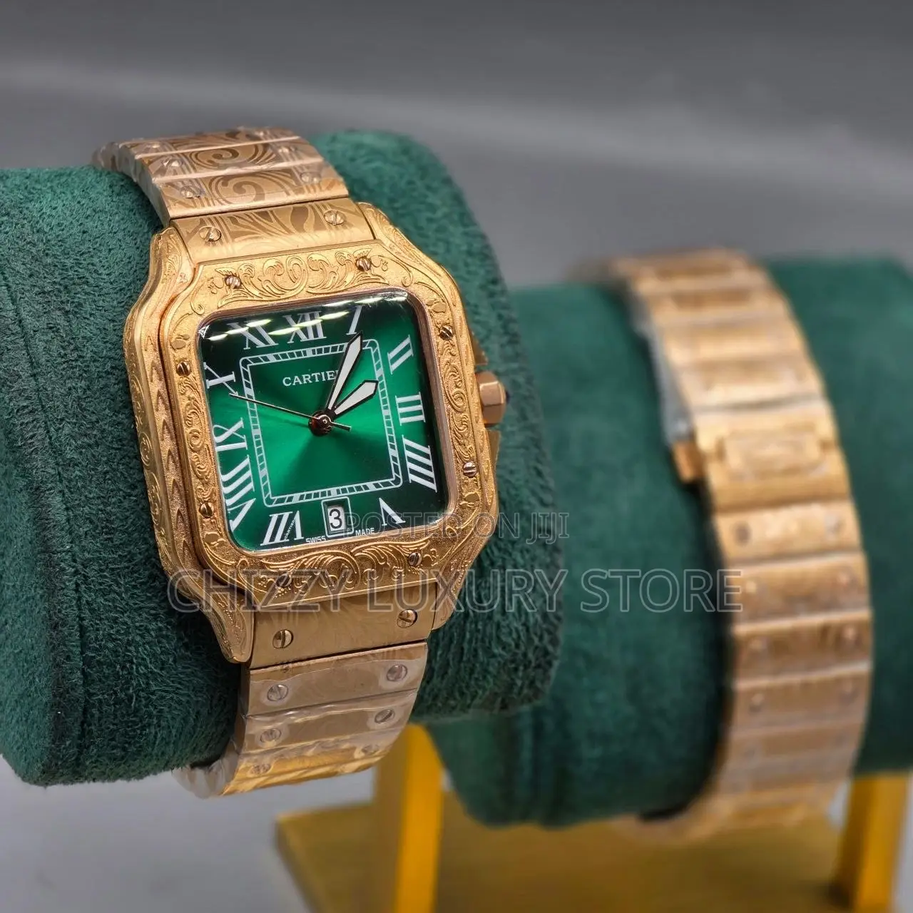 Cartier Santos Quality Luxury Men Chaij Strap Wristwatch