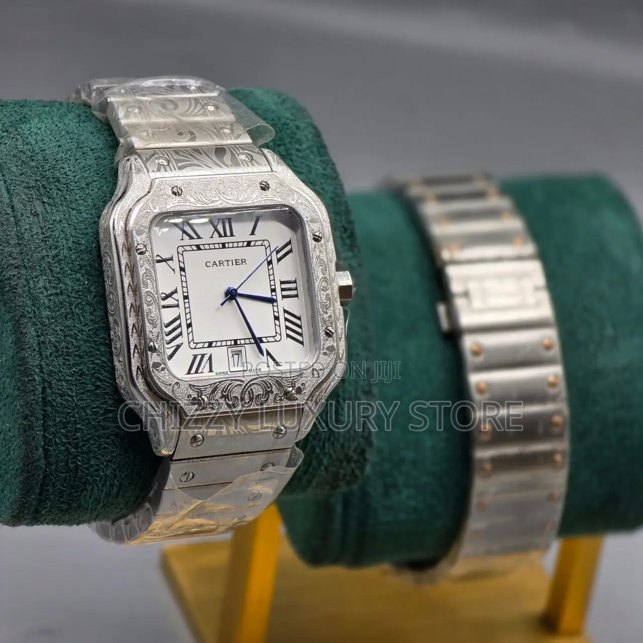 Cartier Santos Quality Luxury Men Chaij Strap Wristwatch