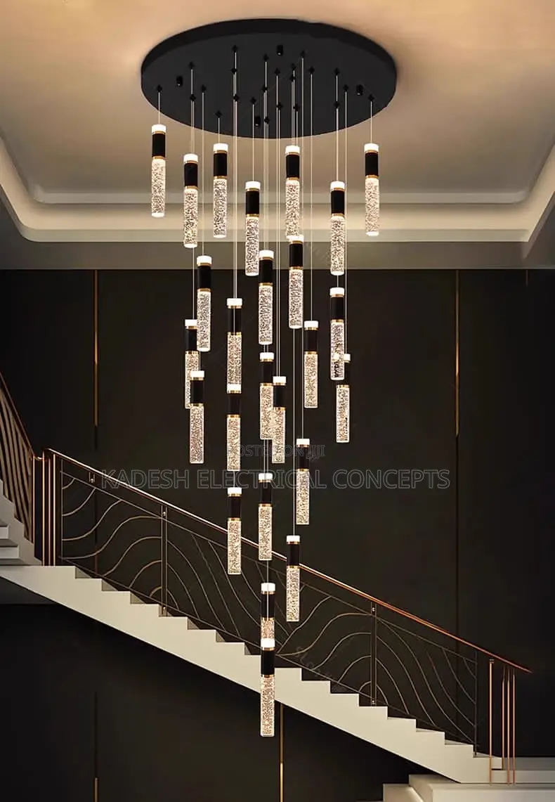 Luxury Crystal Chandelier Loft Spiral Staircase Chandelier