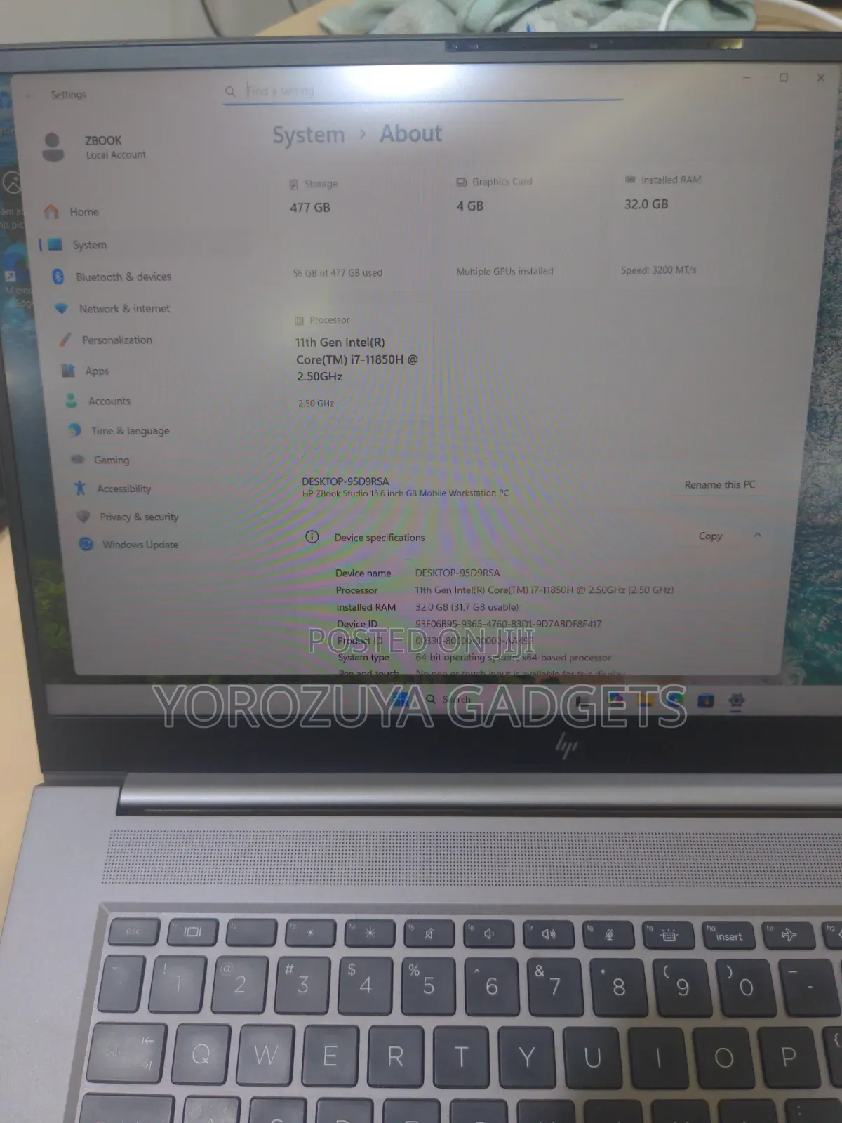 Laptop HP ZBook Studio G8 32GB Intel Core i7 SSD 500GB