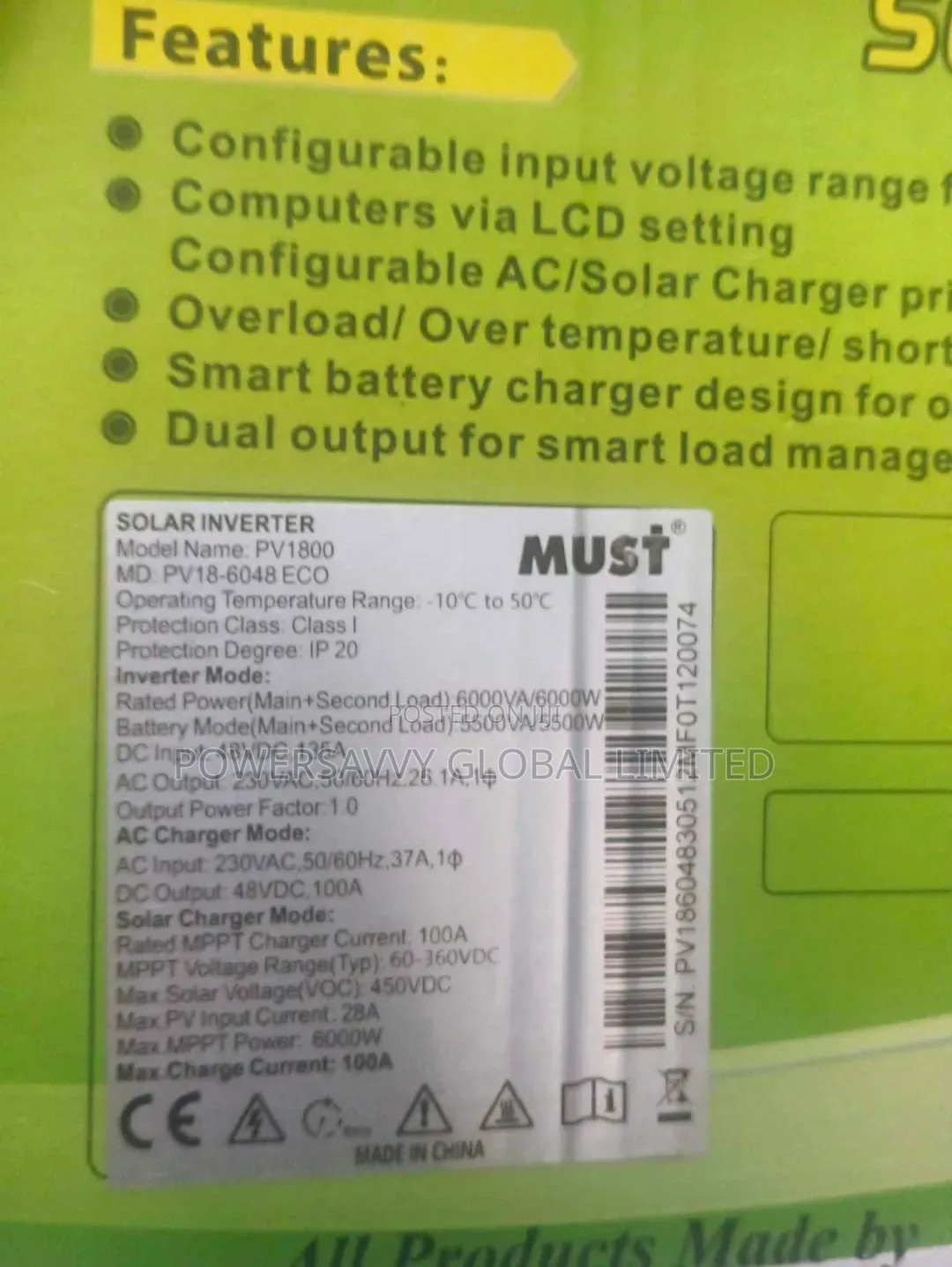 Must 6kva Hybrid Solar Inverter