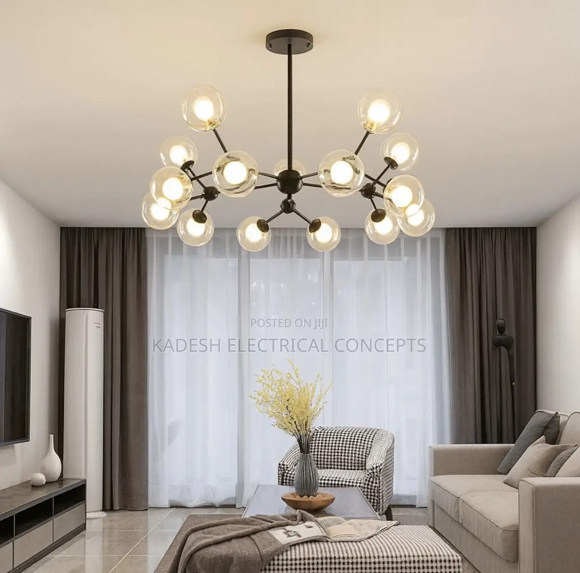 Modern Glass Ball Chandelier Led Ceiling Light Living Room Bedroom