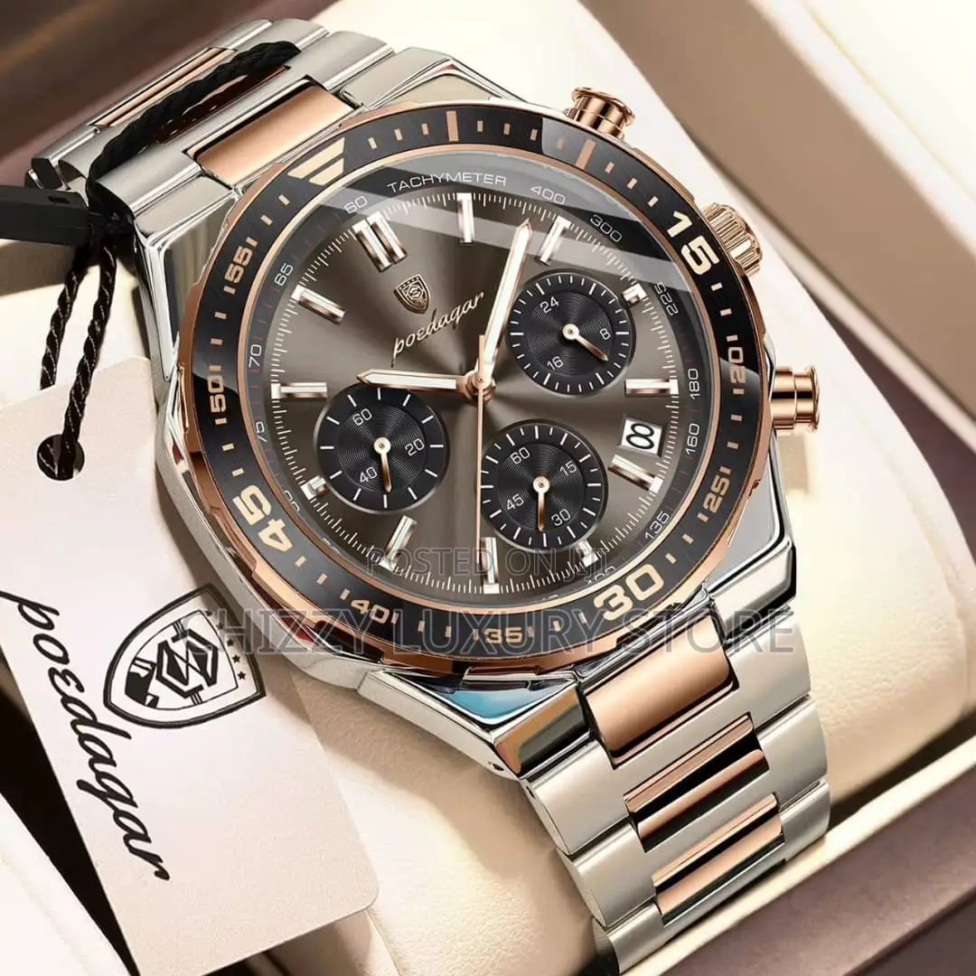Poedagar Quality Luxury Men Chain Strap Wristwatch