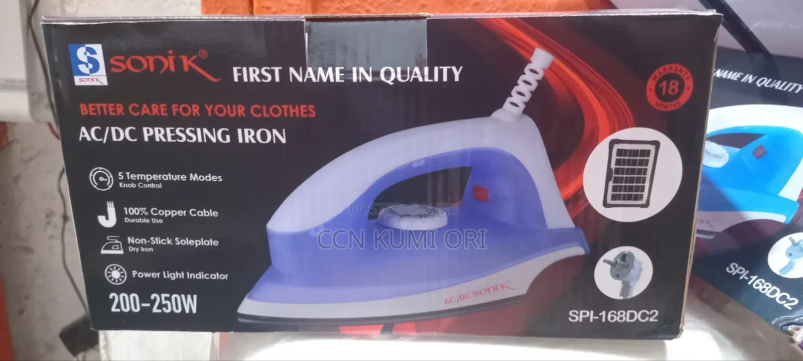 Sonik Ac/Dc Dry Iron, 200-250 Watts , Copper Cable