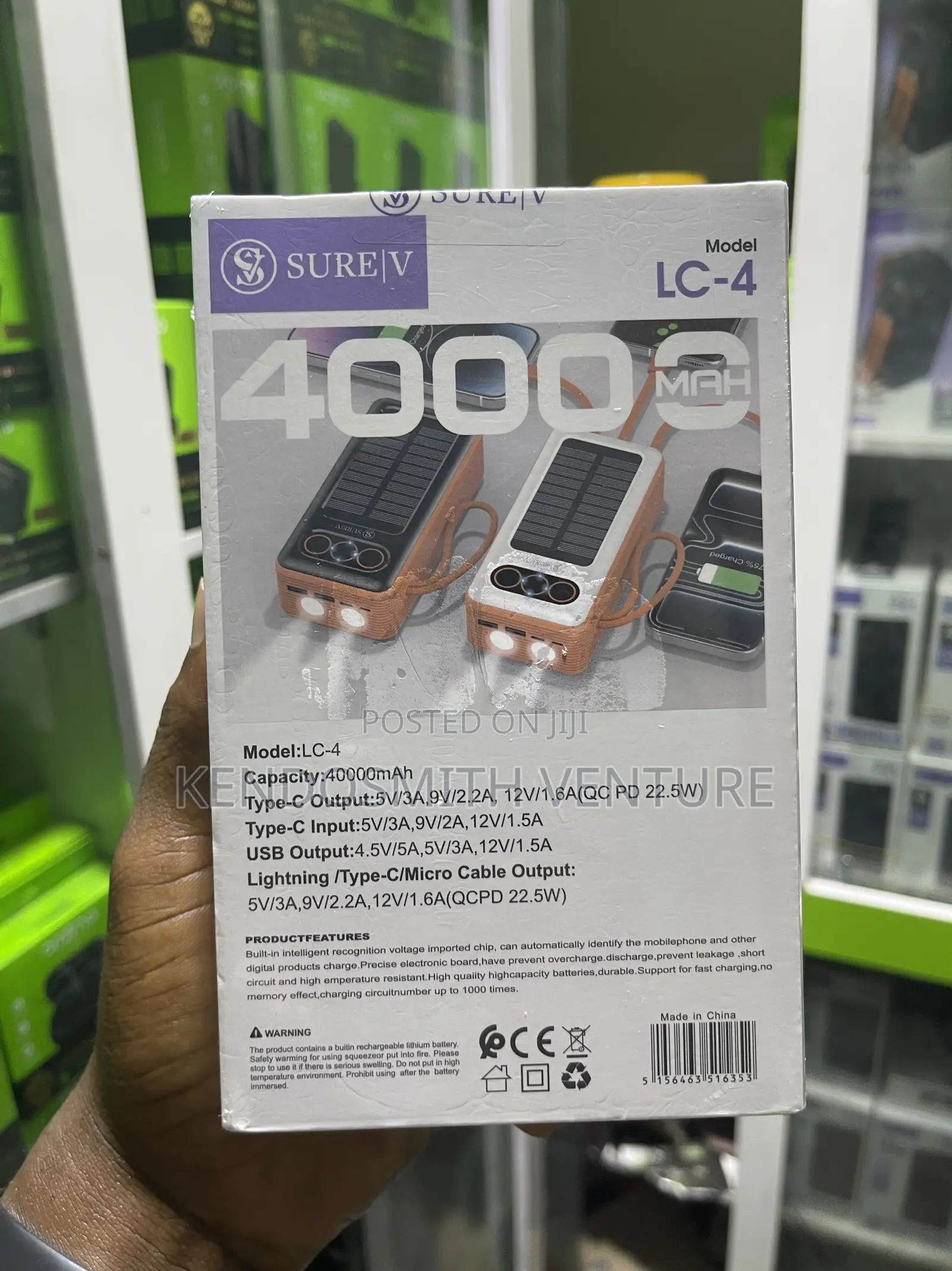 Sure!V Lc-4 40000mah Solar Charging Power Bank – 22.5w Fast Charge