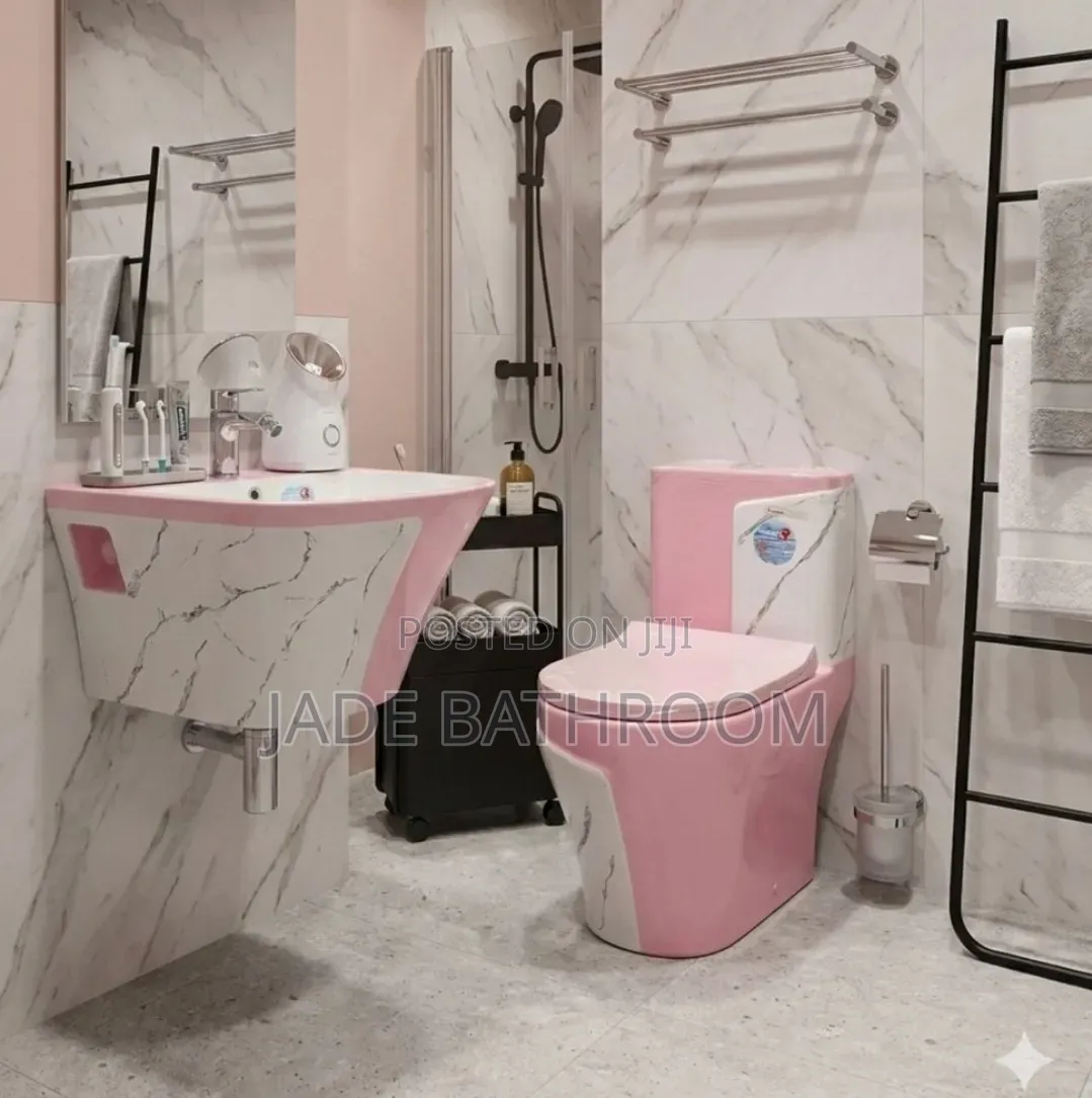 Pink and White Water Closet